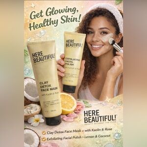 Here Beautiful Clay Detox Face Mask and Exfoliating Facial Polish Set